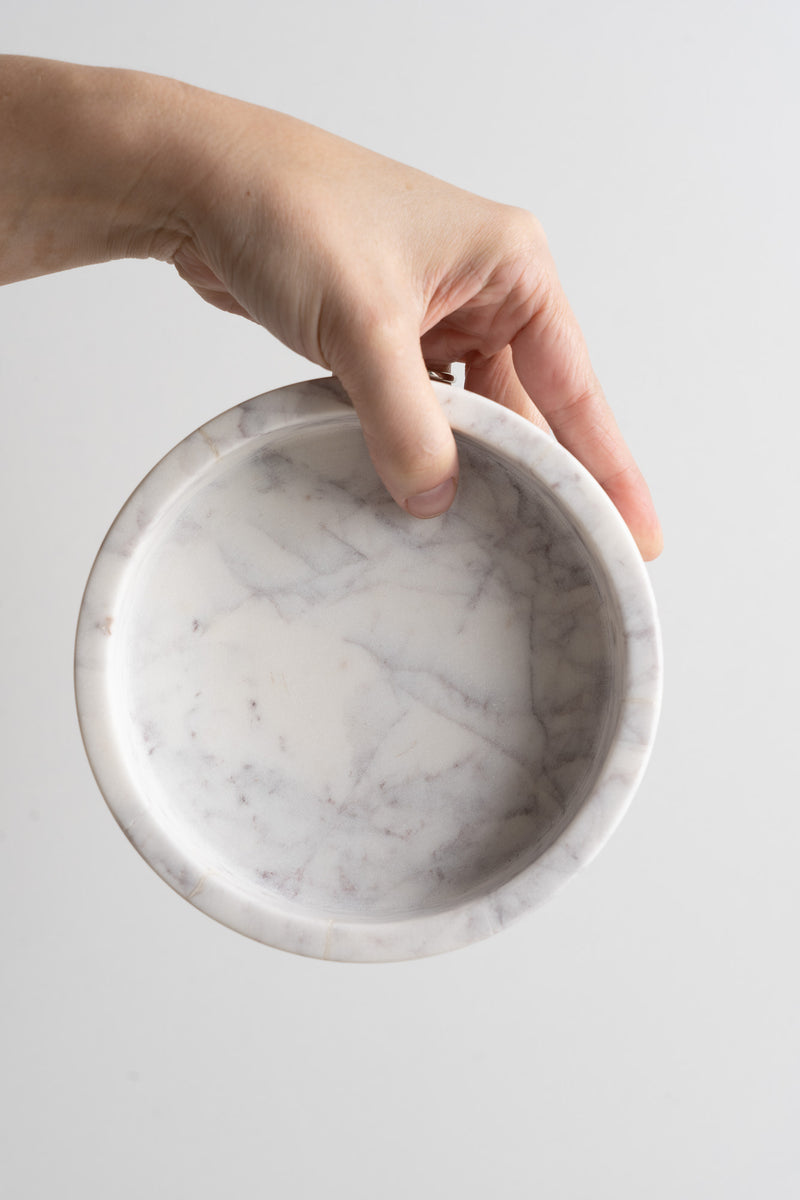 Small Marble Round Tray - White