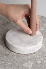 Marble Disk Taper Candle Holder - White Marble