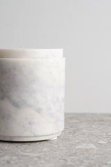 Large Round Marble Canister with Lid - White