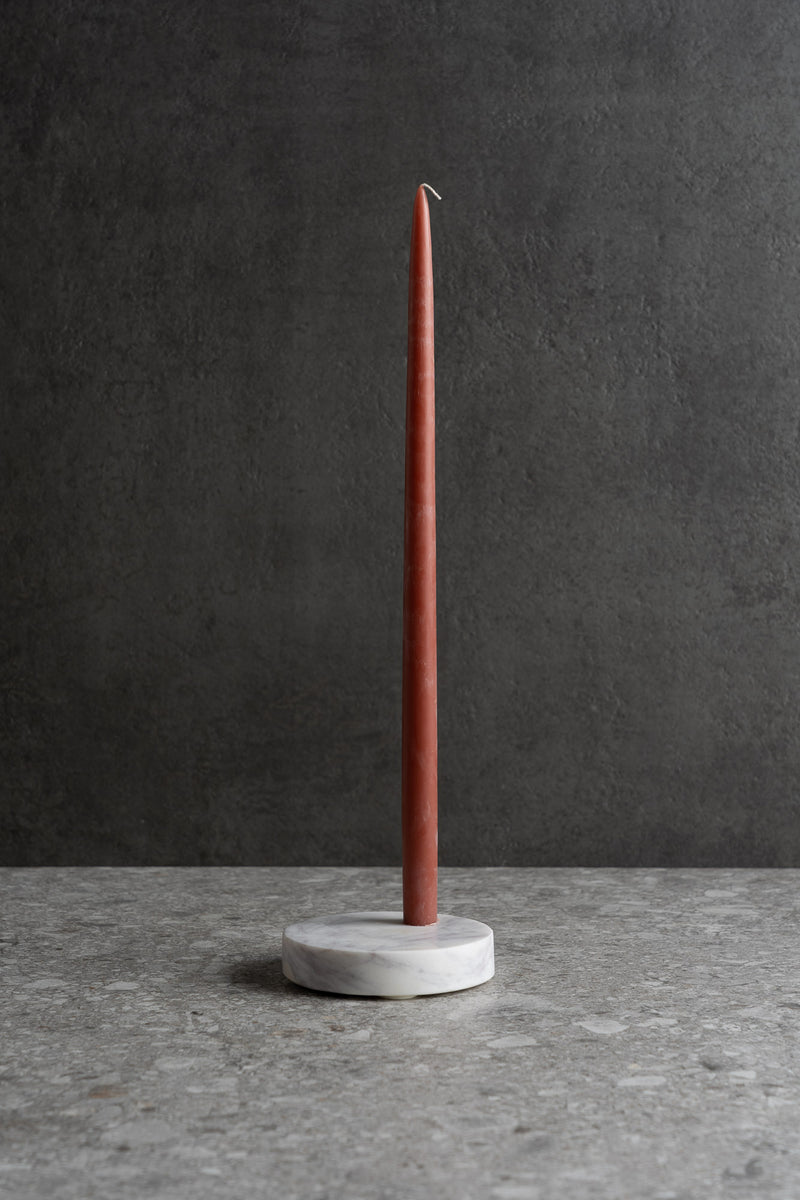 Marble Disk Taper Candle Holder - White Marble