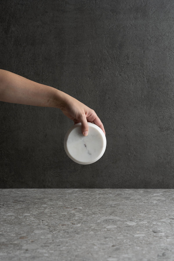 Marble Round Soap Dish - White