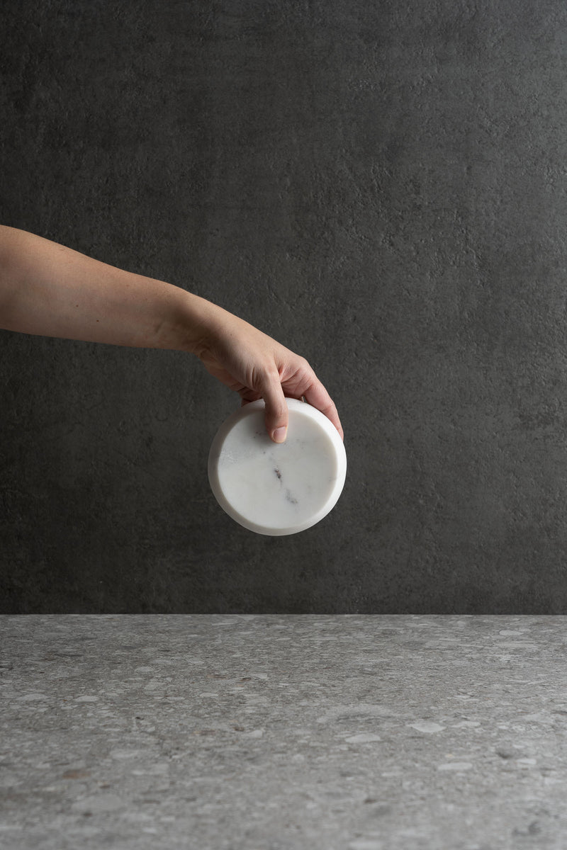 Marble Round Soap Dish - White