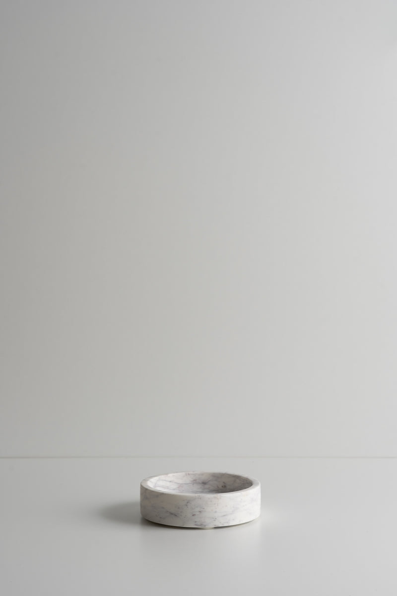 Small Marble Round Tray - White