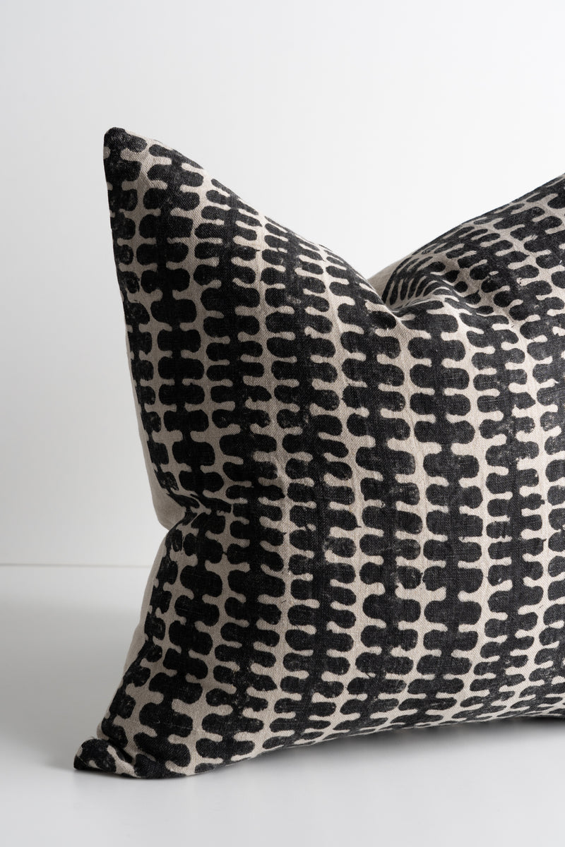 Miriam Beige and Black Fabric Patterned - 18" x 18"