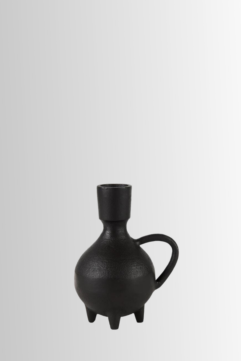 Cyrus Black Spherical Vase W/ Flute Decorative Object