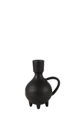 Cyrus Black Spherical Vase W/ Flute Decorative Object