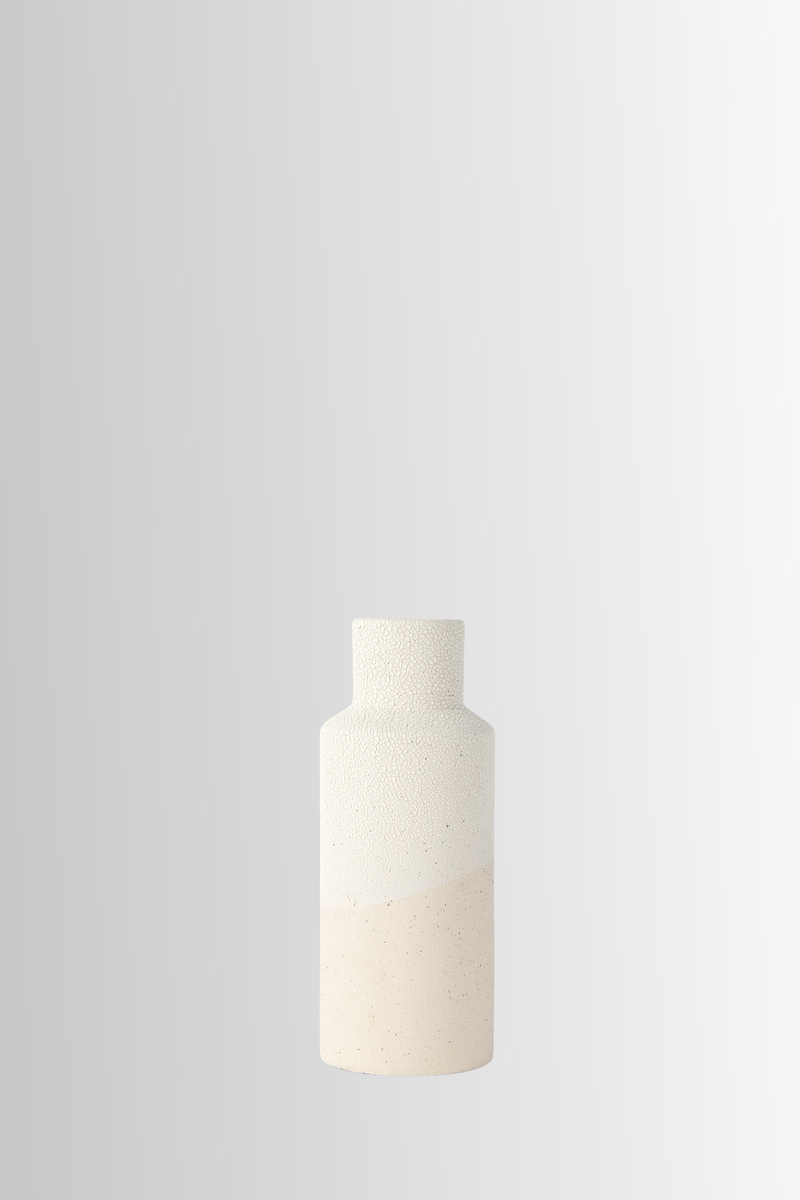 Salar Cream Gourd Style Crackled Ceramic Vase
